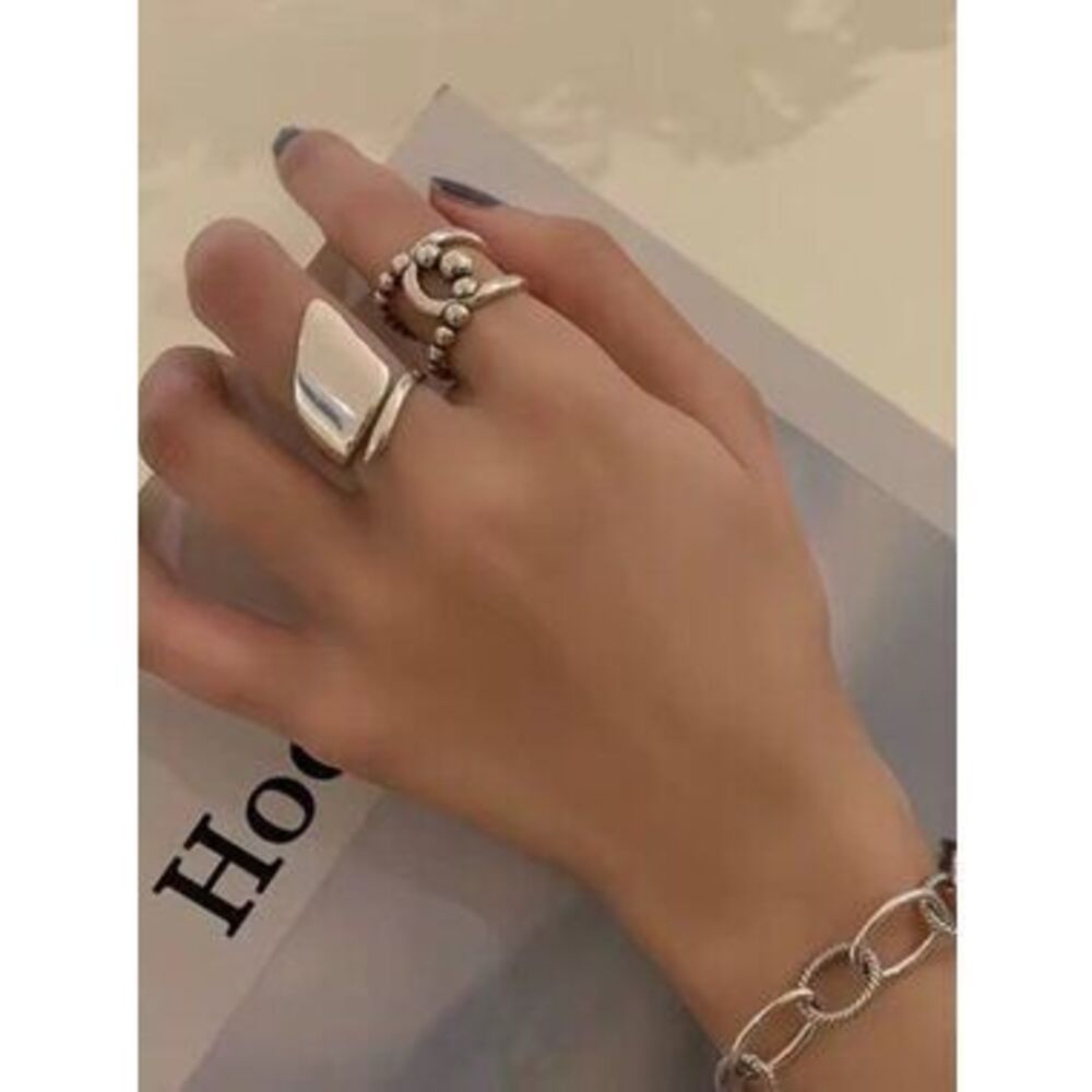 925 Sterling Adjustable? Bead Ball Ring - Picture 4 of 5